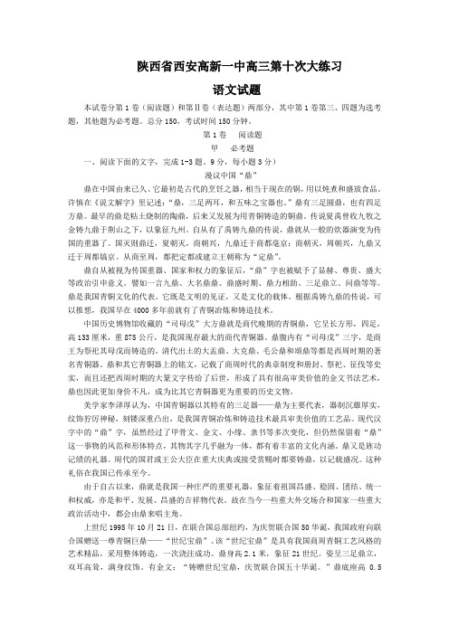 陕西省西安高新一中高三第十次大练习语文试题(Word版,含答案)