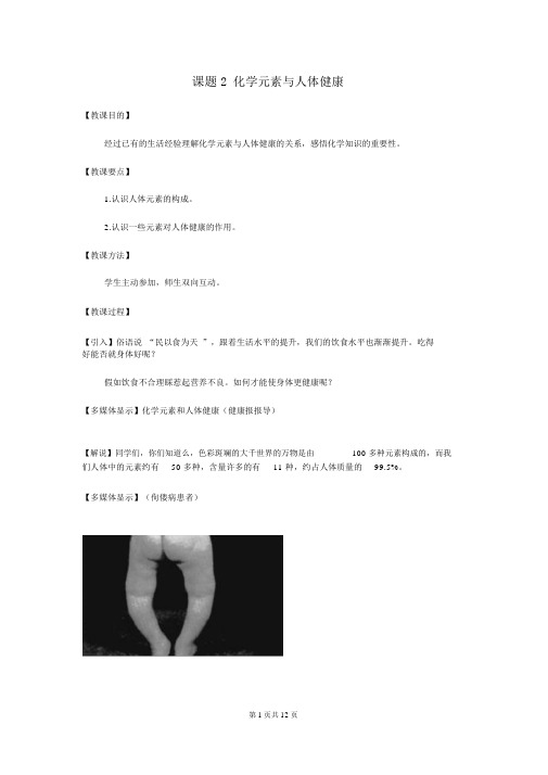 5课题2化学元素与人体健康精品导学案