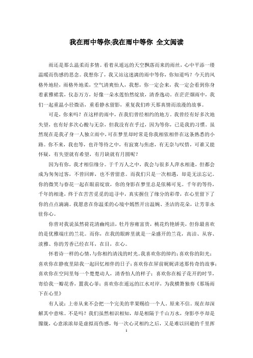 我在雨中等你-我在雨中等你 全文阅读