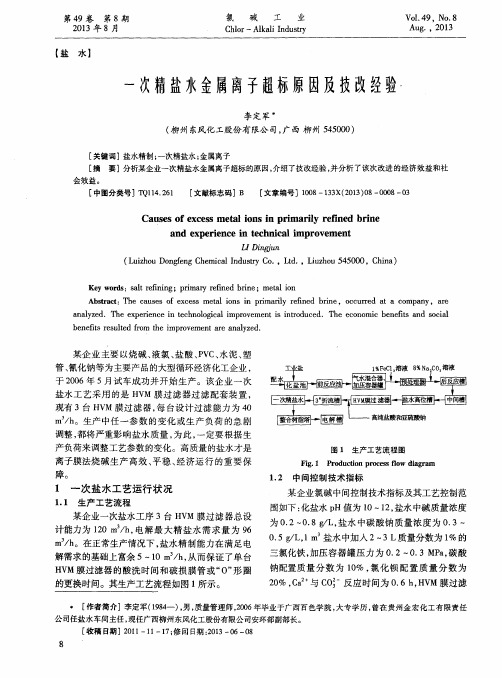 一次精盐水金属离子超标原因及技改经验
