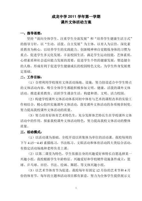 201101课外文体活动实施方案