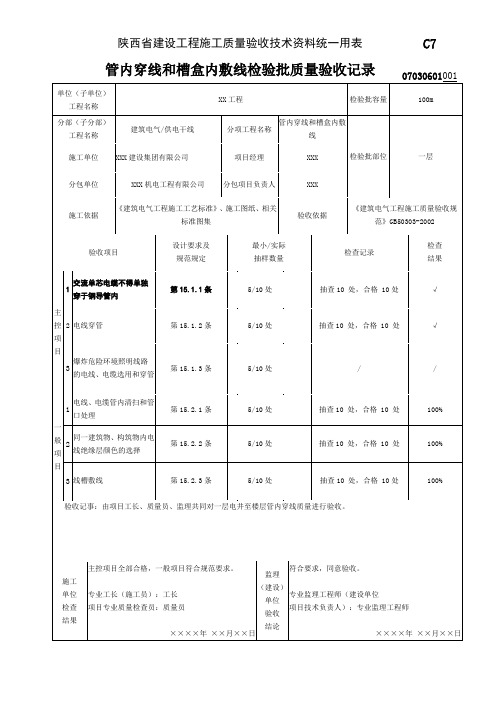 07030601_管内穿线和槽盒内敷线检验批质量验收记录