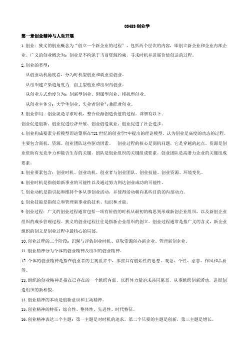 自考03453创业学复习资料含2021~2021真题