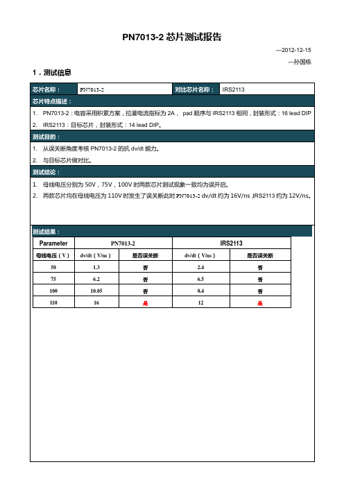 芯片测试报告