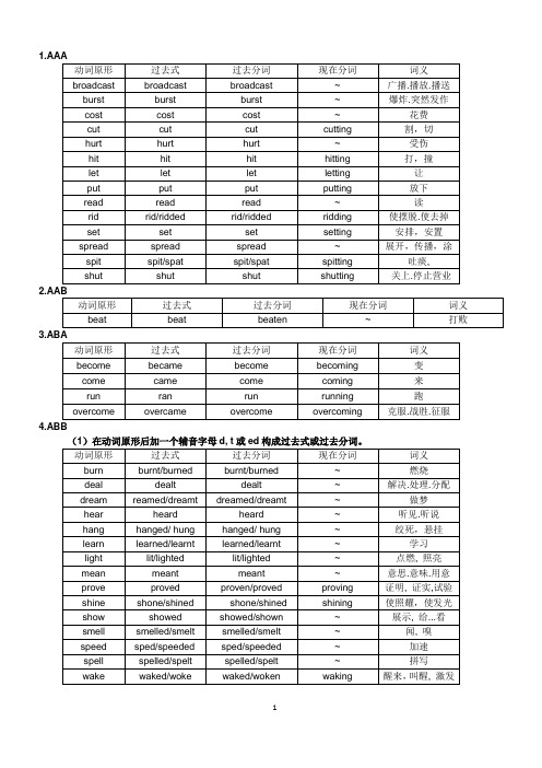 常用不规则动词表
