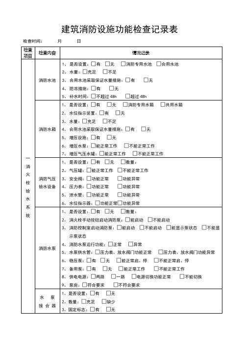 消防日常检查表格