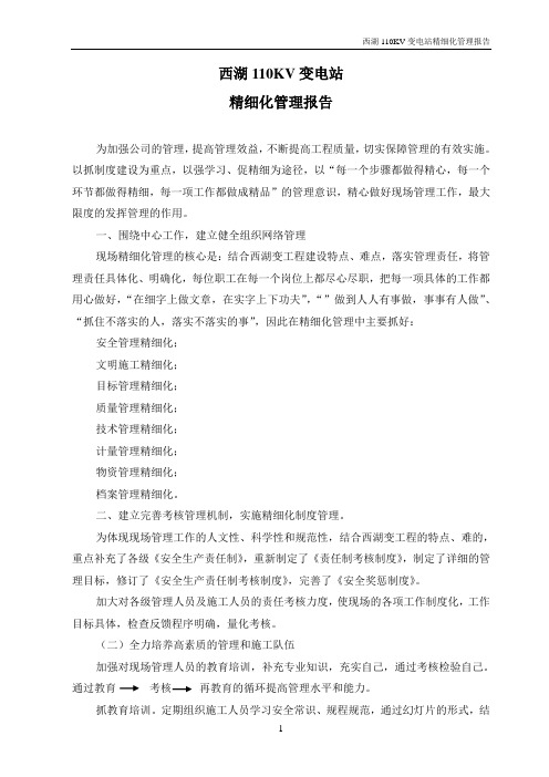 西湖110KV变电站精细化管理报告 精品