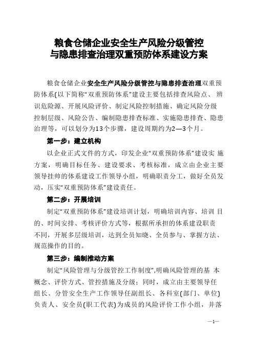 粮食仓储企业安全生产风险分级管控与隐患排查治理双重预防体系建设方案