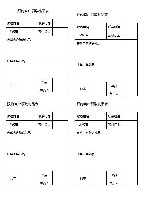 22预约客户领取礼品表