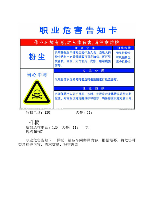 职业危害告知卡