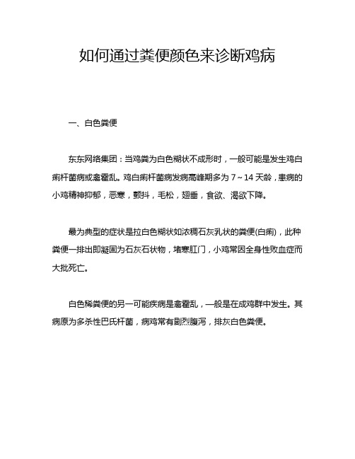 如何通过粪便颜色来诊断鸡病