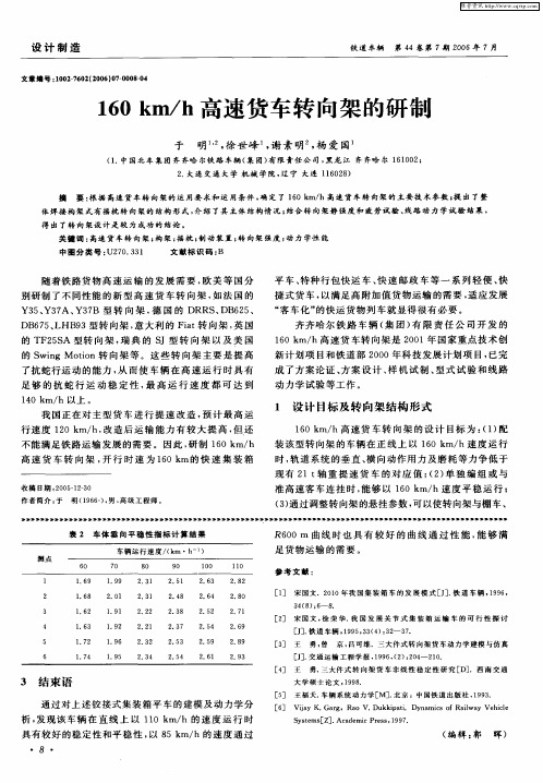 160km／h高速货车转向架的研制