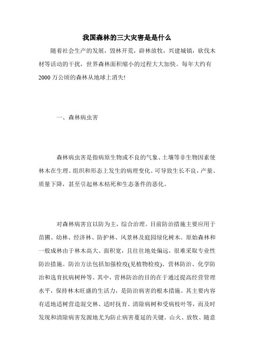 我国森林的三大灾害是是什么
