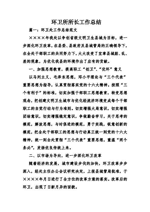 环卫所所长工作总结