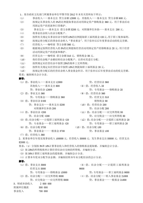 事业单位净资产核算
