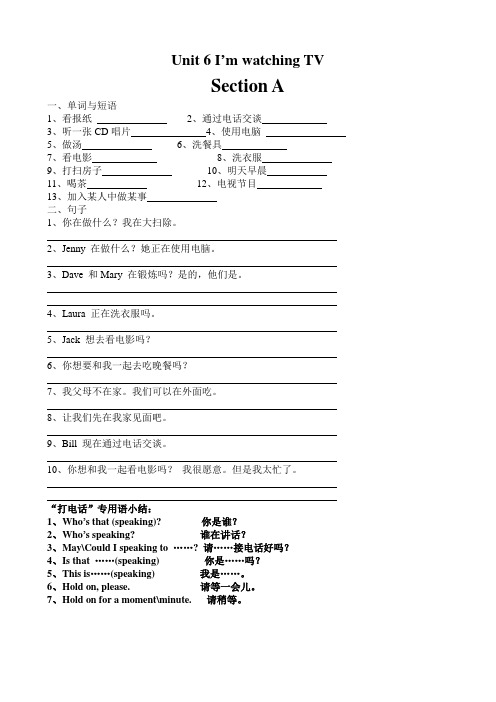 unit6 I'm watching TV习题