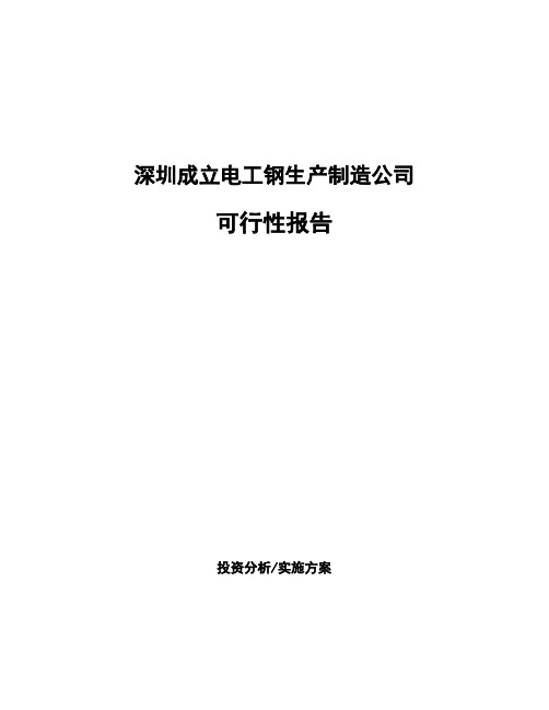 深圳成立电工钢生产制造公司可行性报告