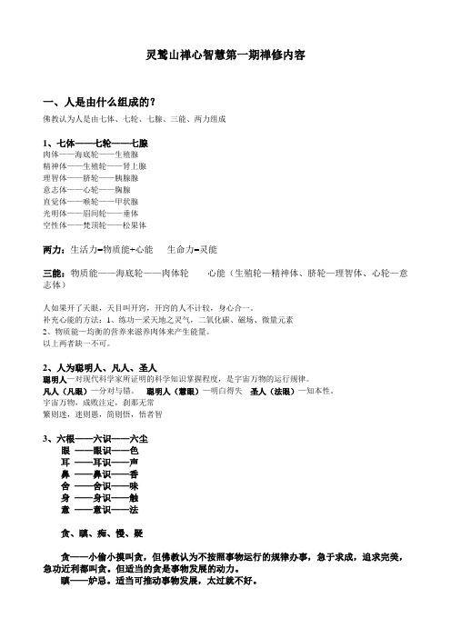 灵鹫山第一期禅修内容