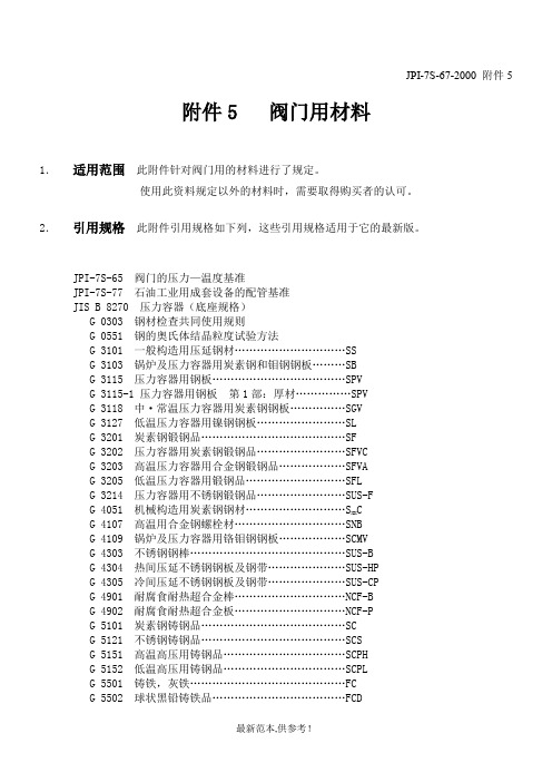 阀门用材料