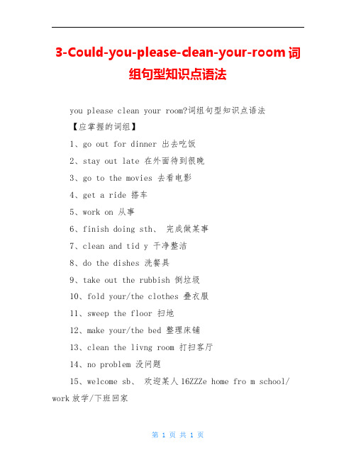 3-Could-you-please-clean-your-room词组句型知识点语法