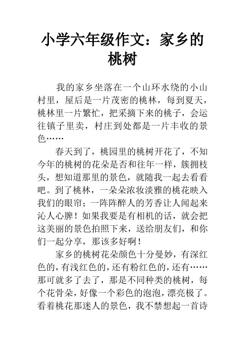 小学六年级作文：家乡的桃树