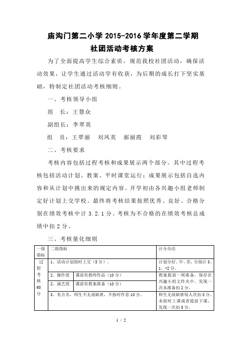 社团活动考核方案