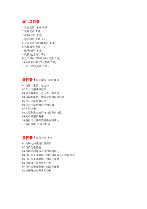高二物理总目录