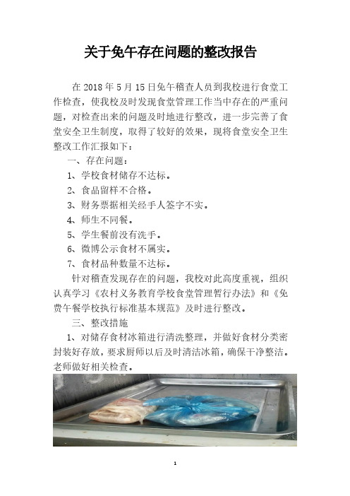 关于免午存在问题的整改报告-免费午餐