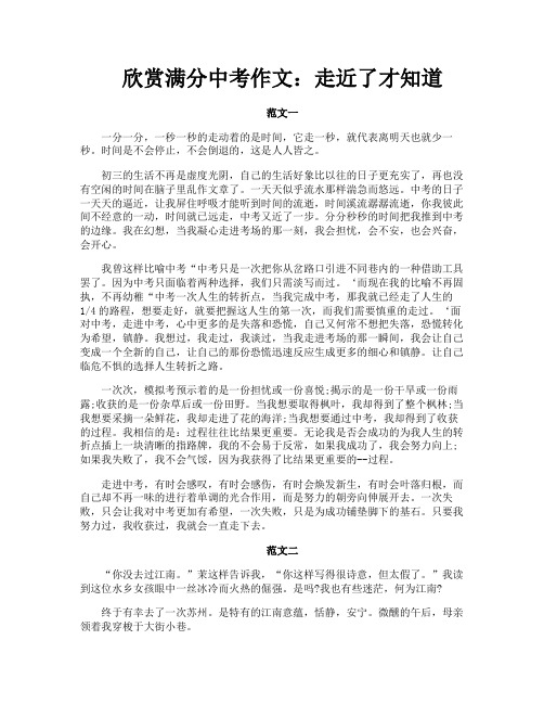 欣赏满分中考作文走近了才知道