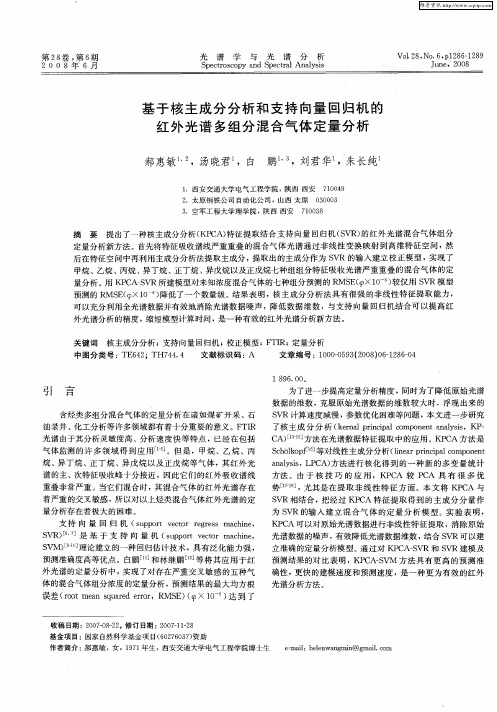 基于核主成分分析和支持向量回归机的红外光谱多组分混合气体定量分析