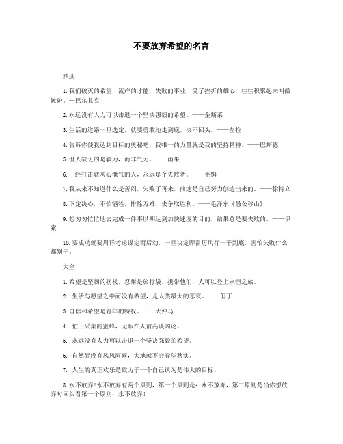 不要放弃希望的名言
