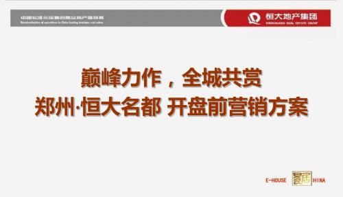 易居2010年郑州恒大名都开盘前营销方案