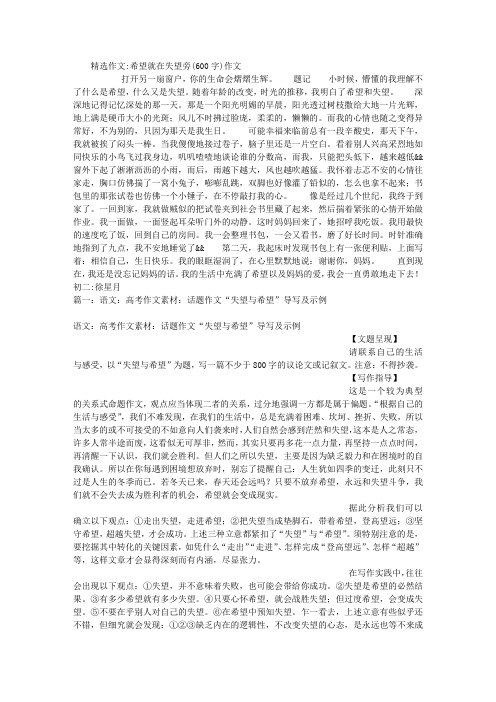 希望就在失望旁(600字)作文