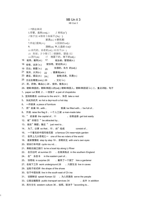 江苏省盐城市盐都县郭猛中学中考英语总复习9BUnit3解读