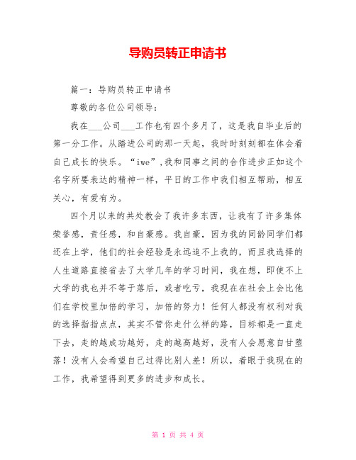 导购员转正申请书
