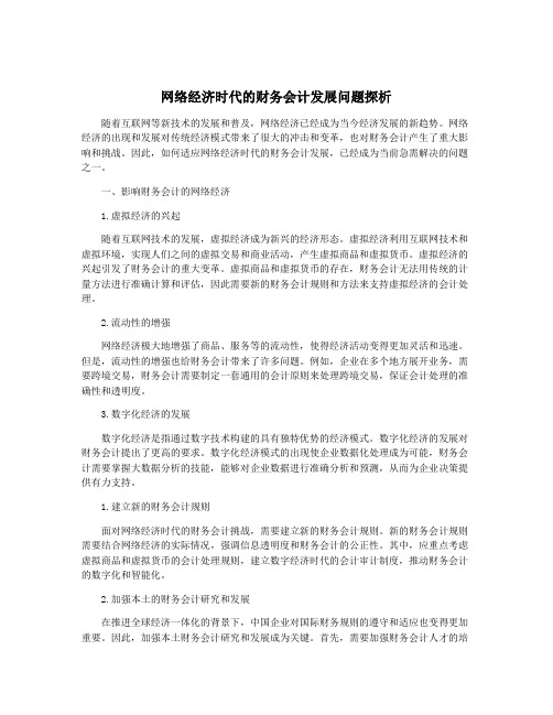 网络经济时代的财务会计发展问题探析