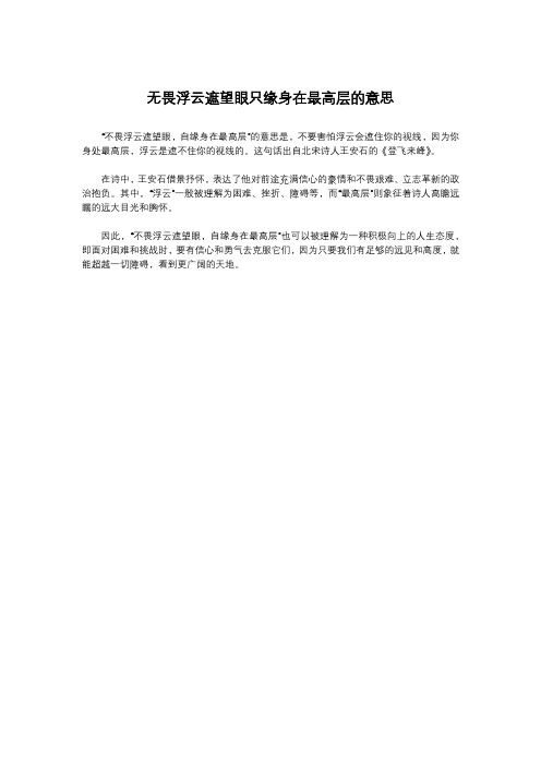 无畏浮云遮望眼只缘身在最高层的意思