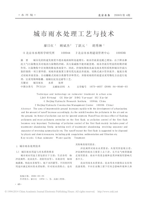 城市雨水处理工艺与技术