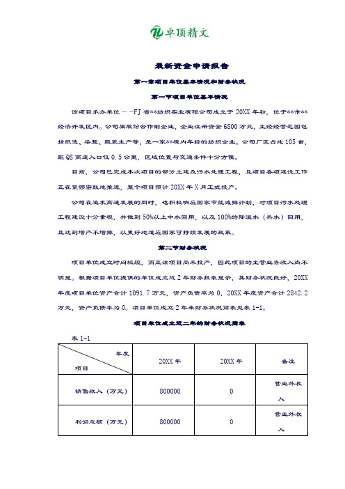 卓顶精文最新最新资金申请报告.doc