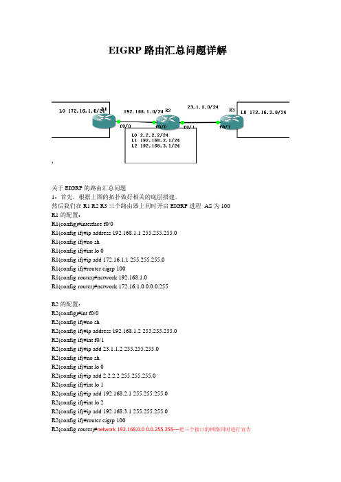 EIGRP路由汇总问题详解