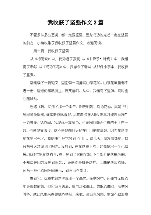我收获了坚强作文3篇