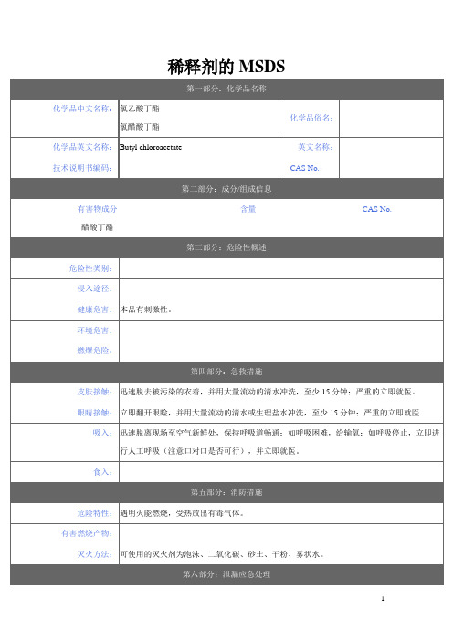 稀释剂的MSDS