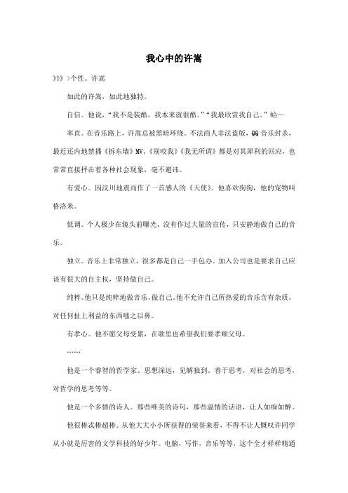 我心中的许嵩_初中初一作文1300字