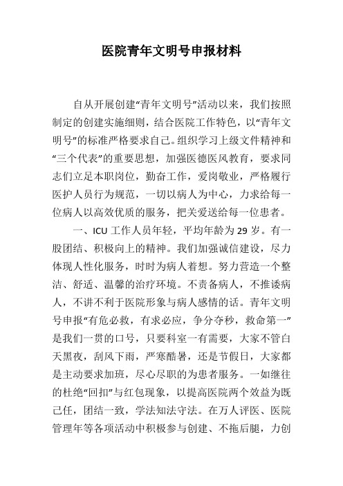 医院青年文明号申报材料