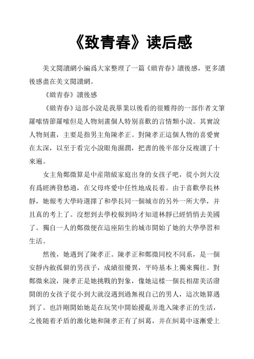 《致青春》读后感