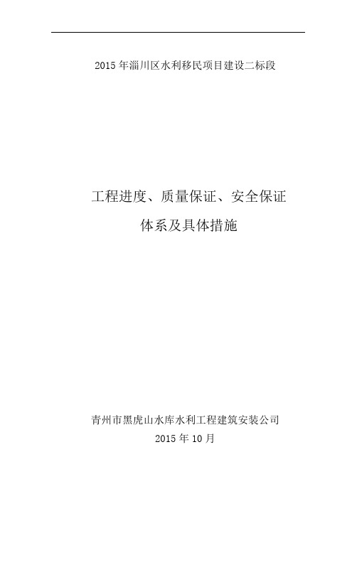 工程进度、质量、安全保证及具体措施