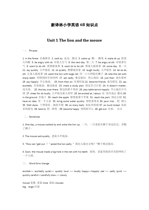 【个人精心制作】新译林小学英语6B知识点(可打印修改)