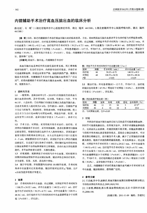 内镜辅助手术治疗高血压脑出血的临床分析
