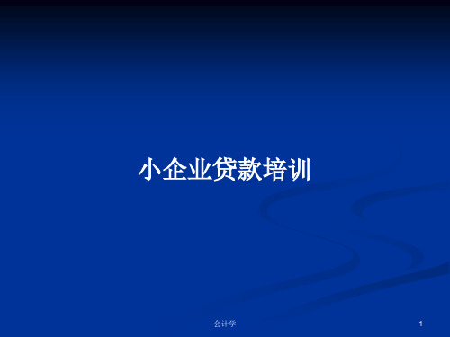 小企业贷款培训PPT学习教案