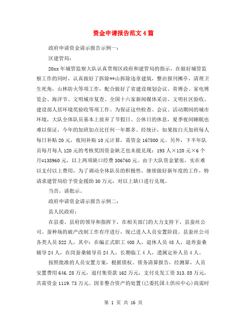 资金申请报告范文4篇